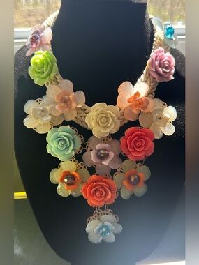 Multi Color Spring Floral Braided Rope Gold Lobster Claw Clasp